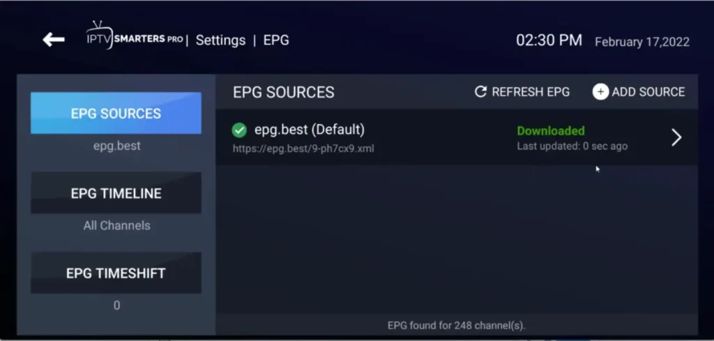 iptv smarters pro epg